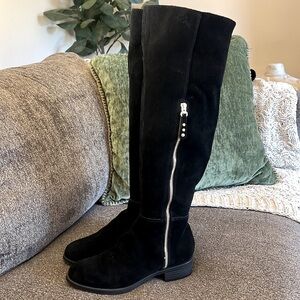 White Mountain Black Riding Suede High Knee Boots Size 6